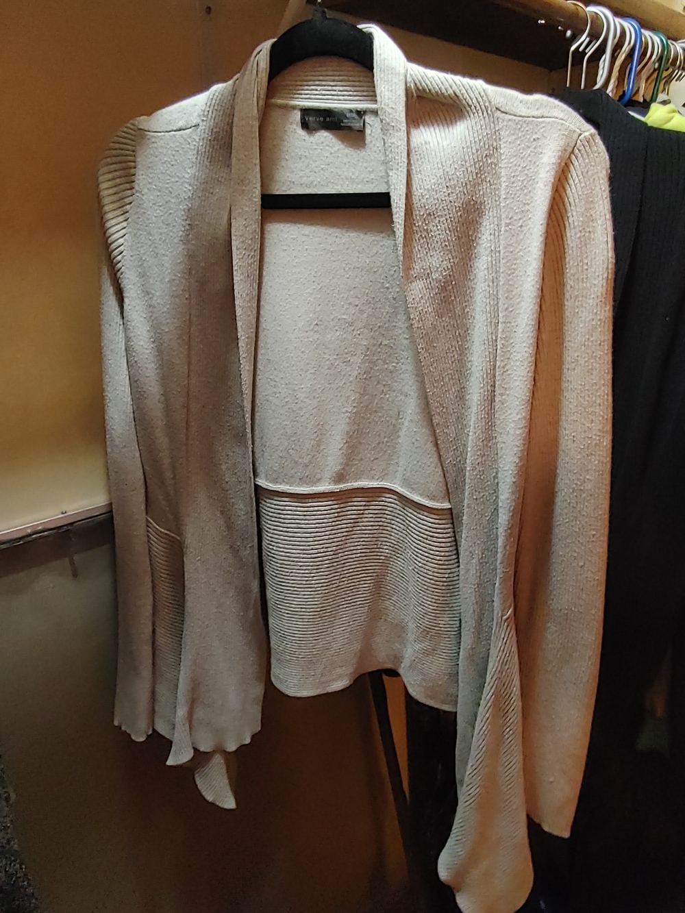 Verve Ami Beige Open-Front Ribbed Cardigan - Picture 3 of 4